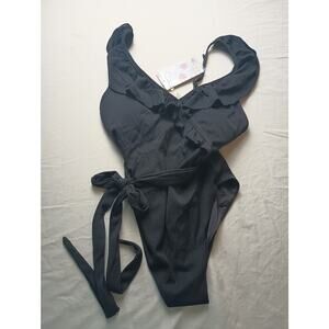 Toluca Swim Black One Piece Swimsuit NWT Women Small Tie Beach Vacation Gift